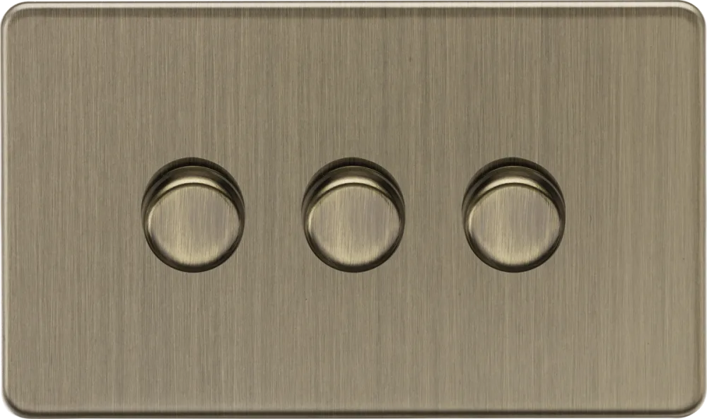 Knightsbridge | SF2193AB | 3G 2-way 10-200W (5-150W LED) Intelligent dimmer | Antique Brass 1 Knightsbridge SF2193AB 3G Dimmer