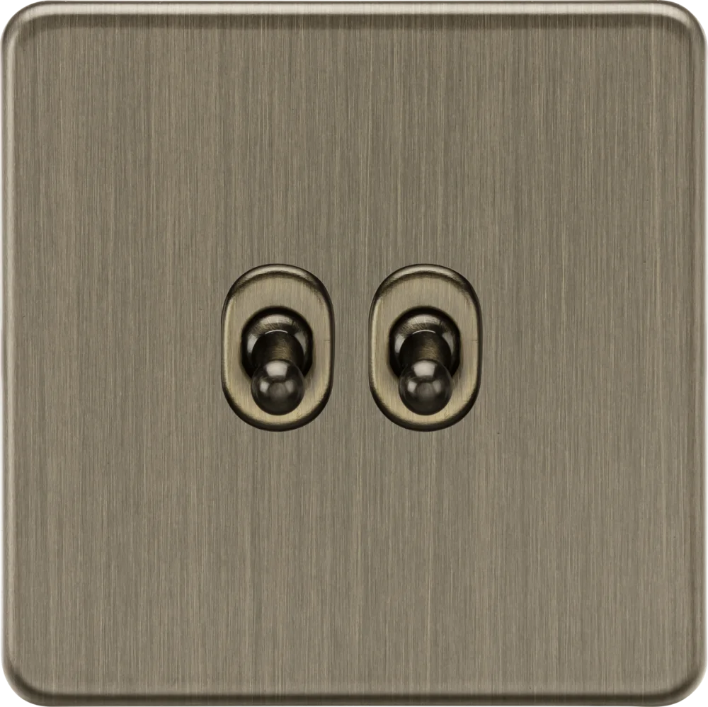Knightsbridge | SF2TOGAB | 10AX 2G 2-way Toggle Switch | Antique Brass 1 Knightsbridge SF2TOGAB 2G Toggle Switch