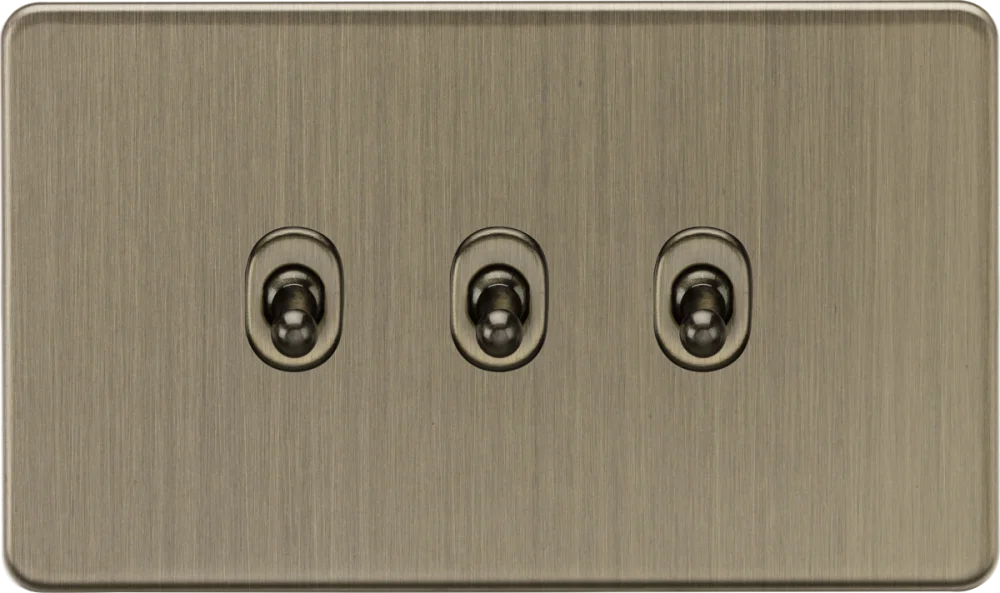 Knightsbridge | SF3TOGAB | 10AX 3G 2-way Toggle Switch | Antique Brass 1 Knightsbridge SF3TOGAB 3G Toggle Switch