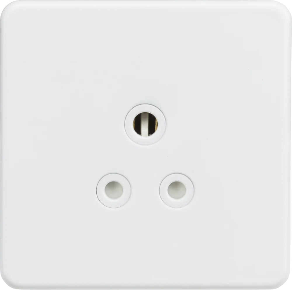 Knightsbridge | SF5AMW | 5A Unswitched Round Socket | Matt White 1 Knightsbridge SF5AMW 5A Socket
