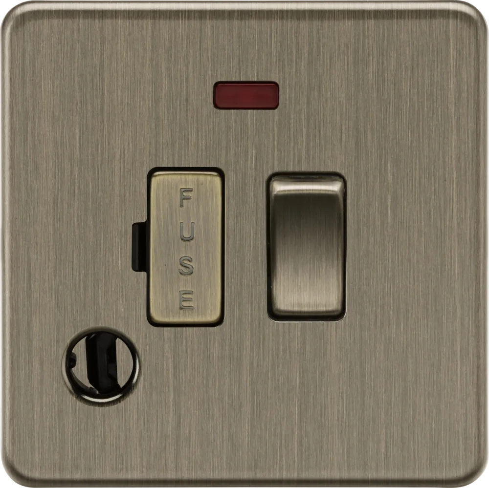Knightsbridge | SF6300FAB | 13A Switched Fused Spur with Neon and Flex Outlet | Antique Brass 1 Knightsbridge SF6300FAB Fused Spur Flex Outlet