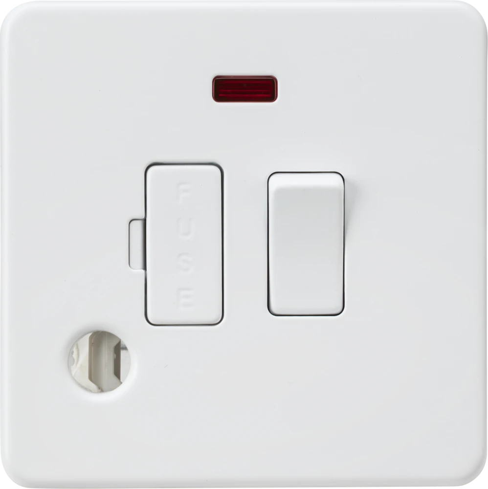 Knightsbridge | SF6300FMW | 13A Switched Fused Spur with Neon and Flex Outlet | Matt White 1 Knightsbridge SF6300FMW Fused Spur