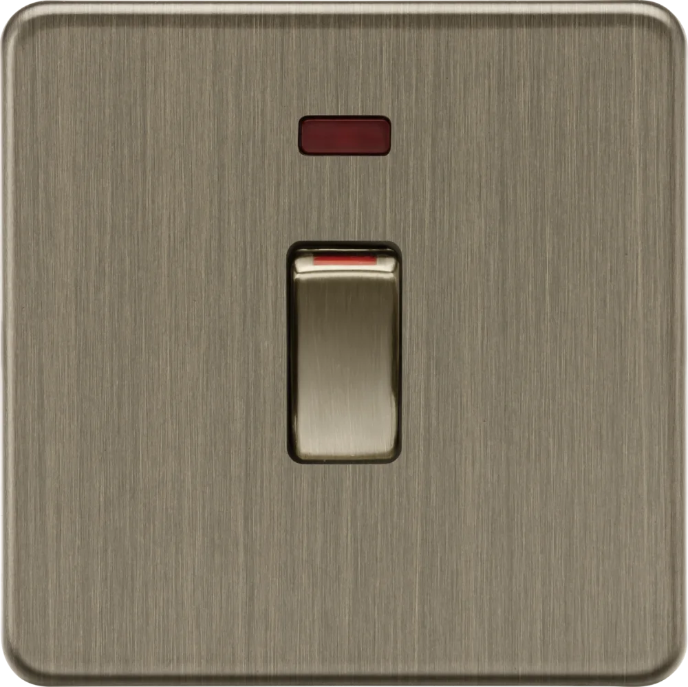 Knightsbridge | SF81MNAB | 45A 1G DP Switch with Neon | Antique Brass 1 Knightsbridge SF81MNAB 45A Neon Switch