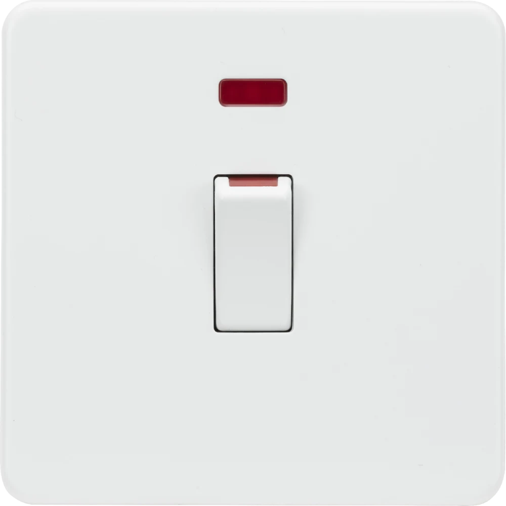 Knightsbridge | SF81MNMW | 45A DP Switch with Neon (1G size) | Matt White 1 Knightsbridge SF81MNMW 45A Switch