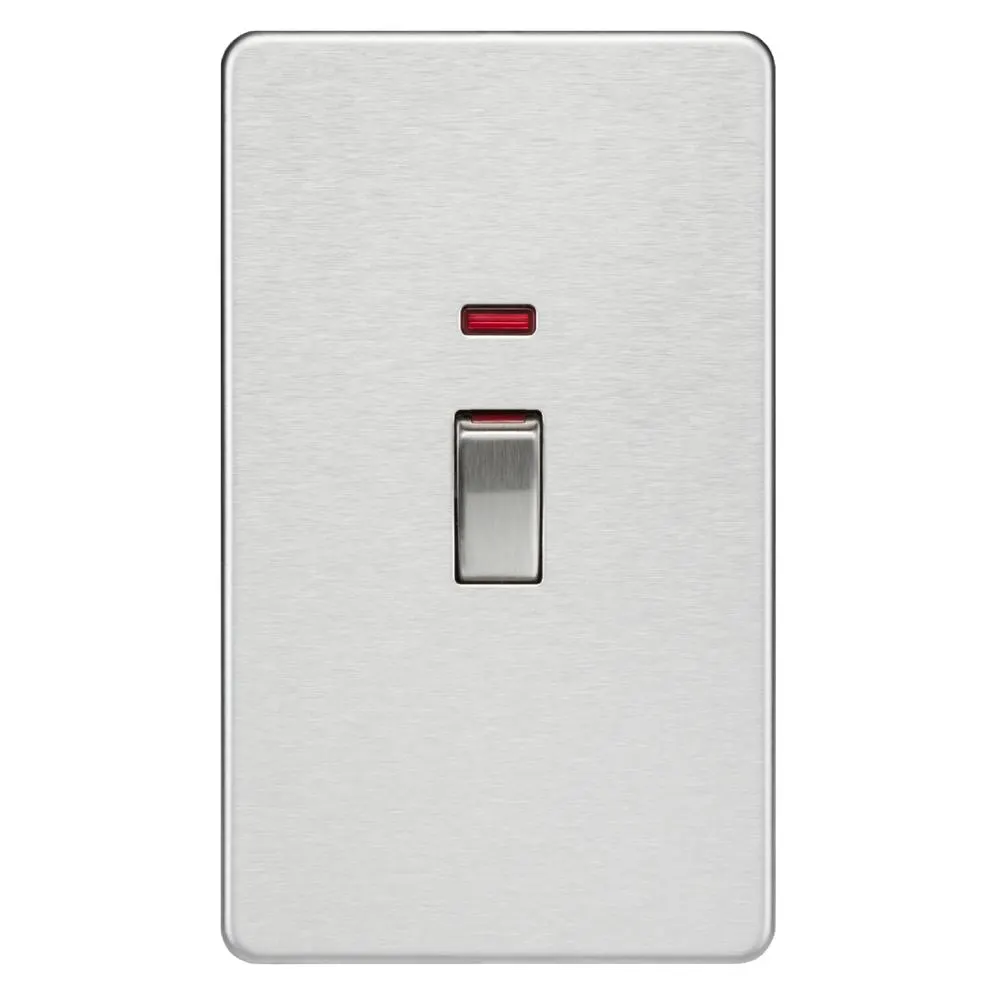 Knightsbridge | SF82MNBC | 45A 2G DP Switch with Neon | Brushed Chrome 1 Knightsbridge SF82MNBC 45A DP Switch