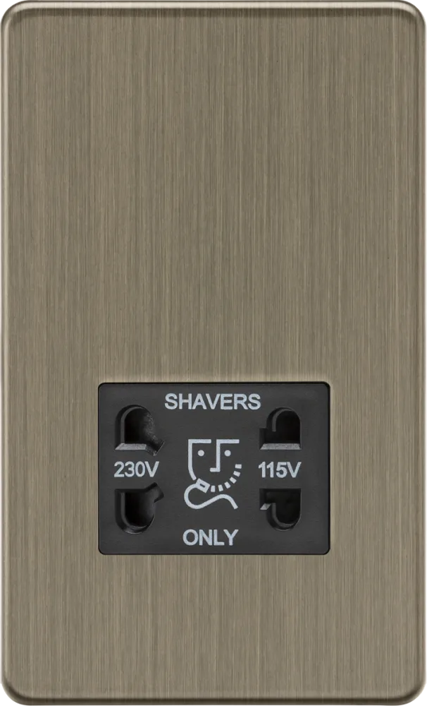 Knightsbridge | SF8900AB | 115V/230V Dual Voltage Shaver Socket | Antique Brass 1 Knightsbridge SF8900AB Shaver Socket