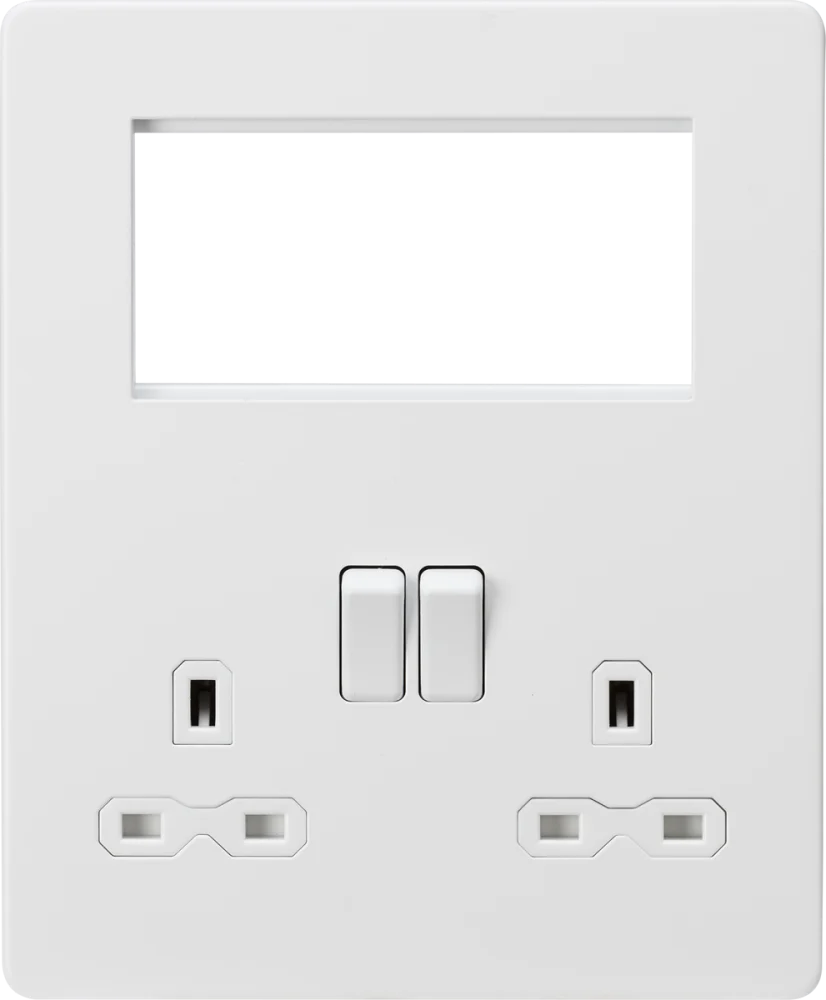 Knightsbridge | SFR194MW | Small Multimedia Combination Plate | Matt White with White Insert 1 Knightsbridge SFR194MW Multimedia Plate