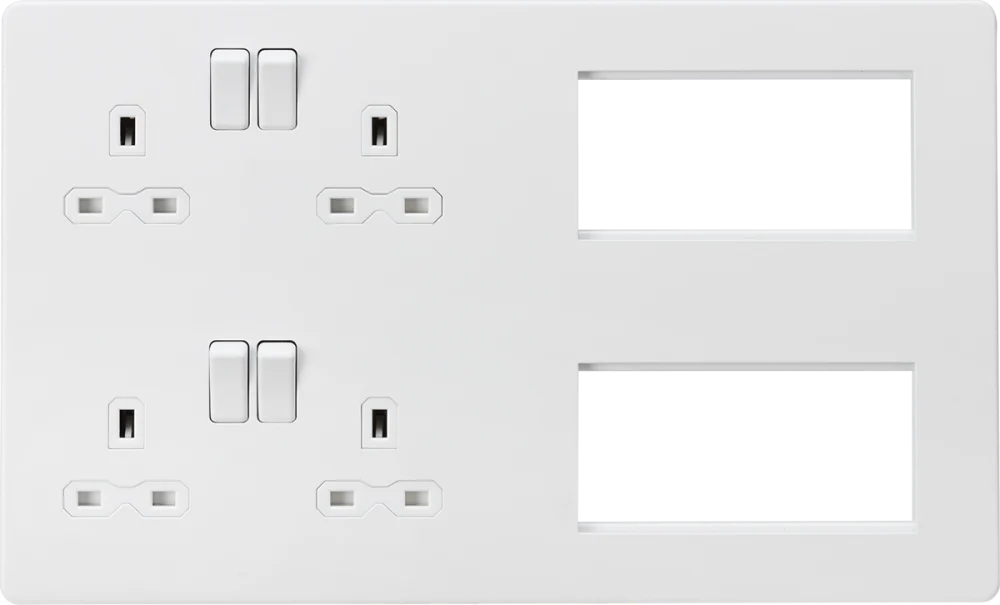 Knightsbridge | SFR298MW | Combination Plate | Matt White with White Insert 1 Knightsbridge SFR298MW Multimedia Plate
