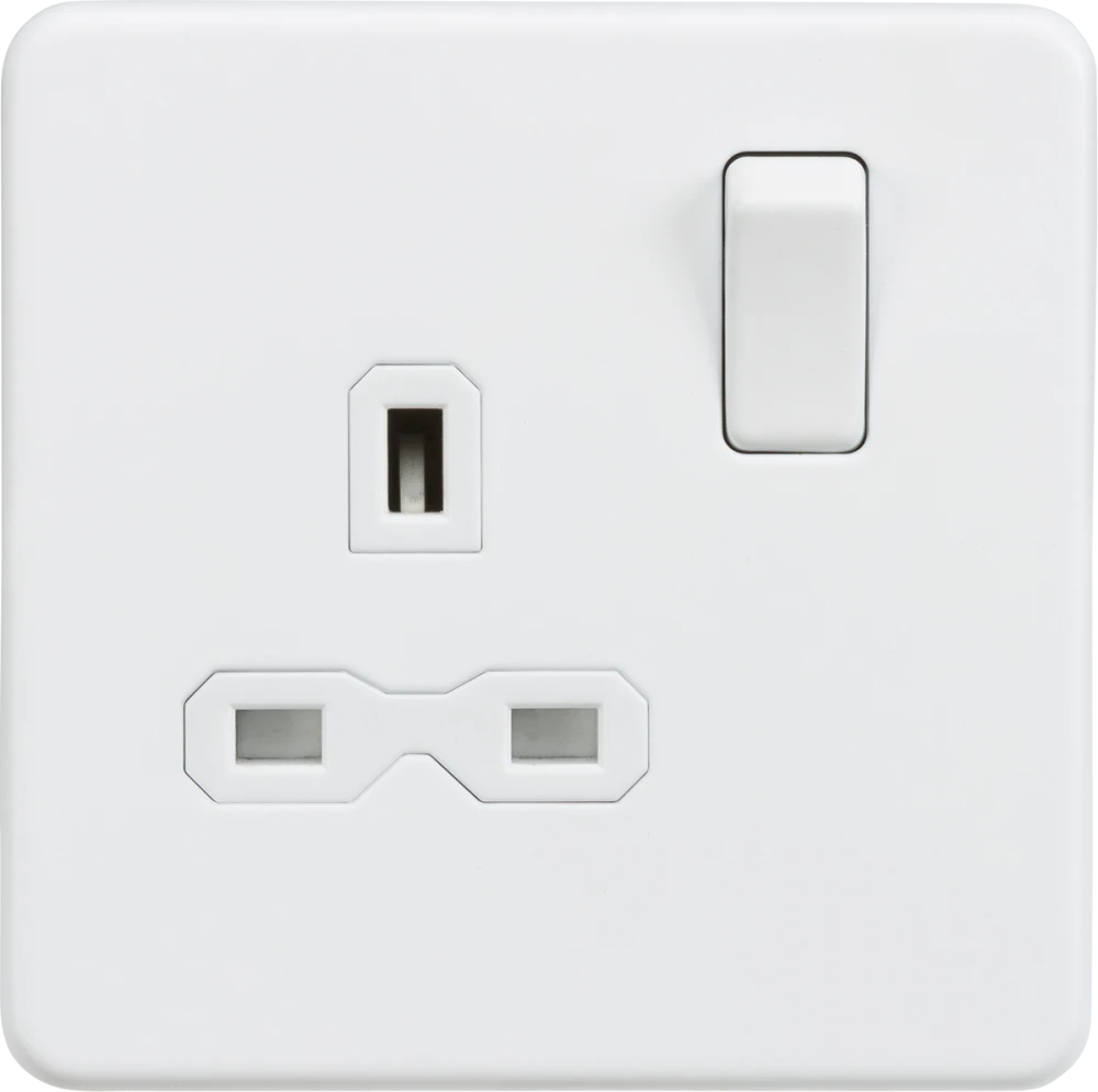 Knightsbridge | SFR7000MW | 13A 1G DP Switched Socket | Matt White with White Insert 1 Knightsbridge SFR7000MW Switched Socket