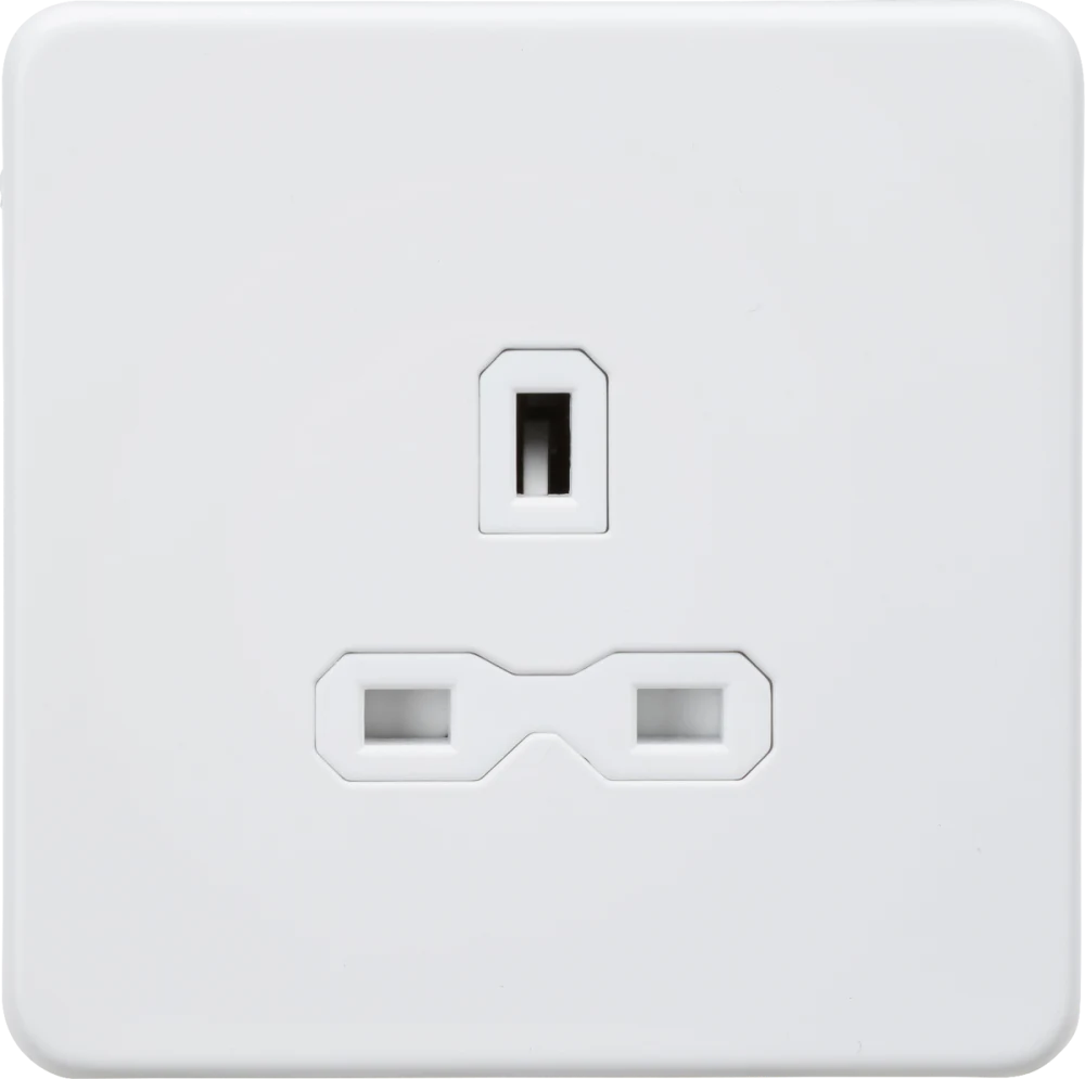 Knightsbridge | SFR7000UMW | 13A 1G Unswitched Socket | Matt White with White Insert 1 Knightsbridge SFR7000UMW Unswitched Socket