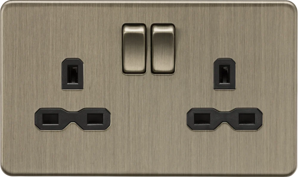 Knightsbridge | SFR9000AB | 13A 2G DP Switched Socket | Antique Brass 1 Knightsbridge SFR9000AB 2G Socket