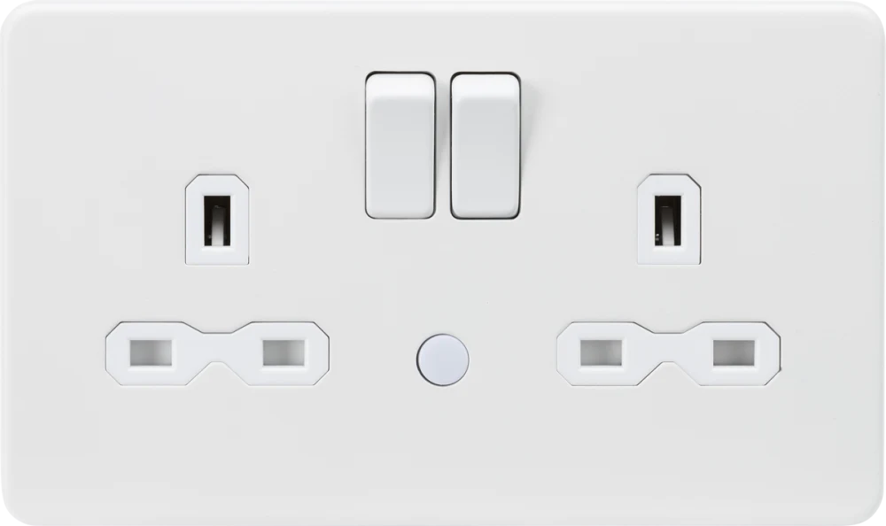 Knightsbridge | SFR9NLMW | 13A 2G DP Switched Socket with Photocell Nightlight Function | Matt White with White Insert 1 Knightsbridge SFR9NLMW Nightlight Socket