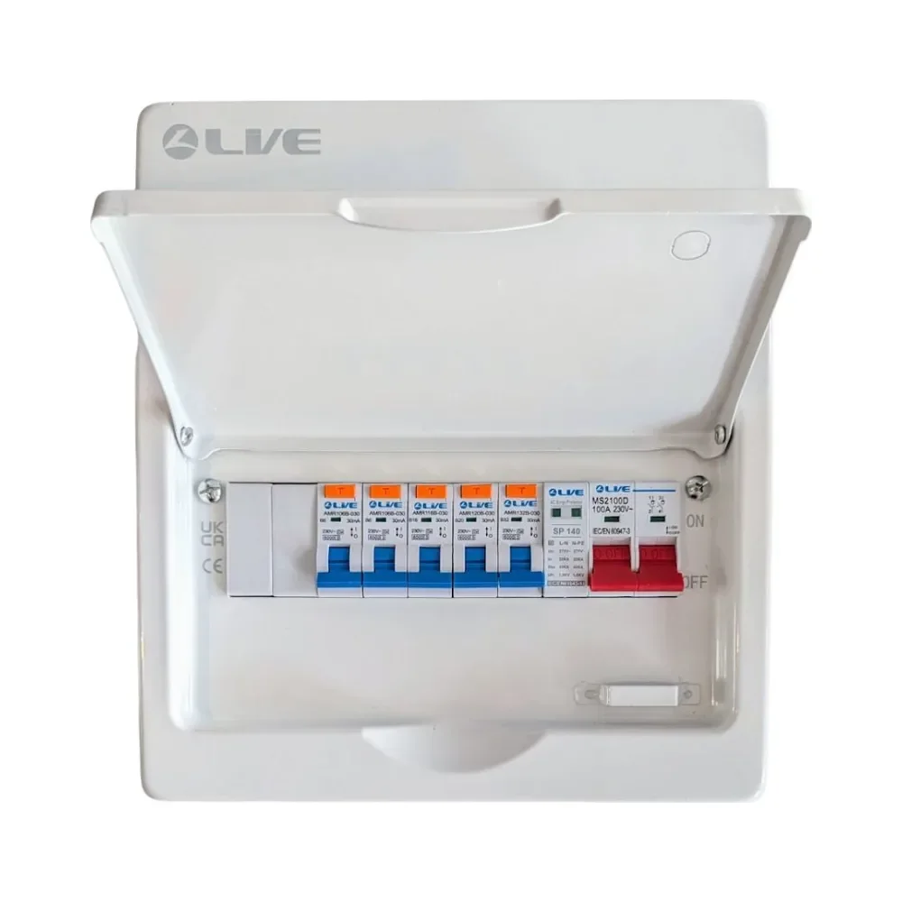 Live Electrical 7 Way SPD Metal Consumer Unit Kit with 5 RCBOs 1 Live Electrical 7 Way SPD Metal Consumer Unit Kit with 5 RCBOs