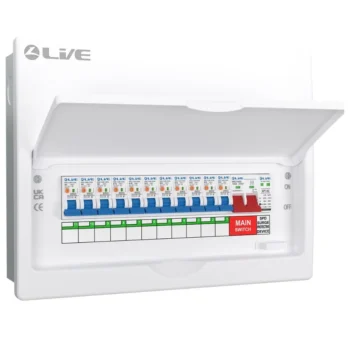 Live Electrical | FMC14SRN/100 | 11 Way Flush Metal Preconfigured Populated RCBO Consumer Unit | SPD | 11 x DP RCBOs