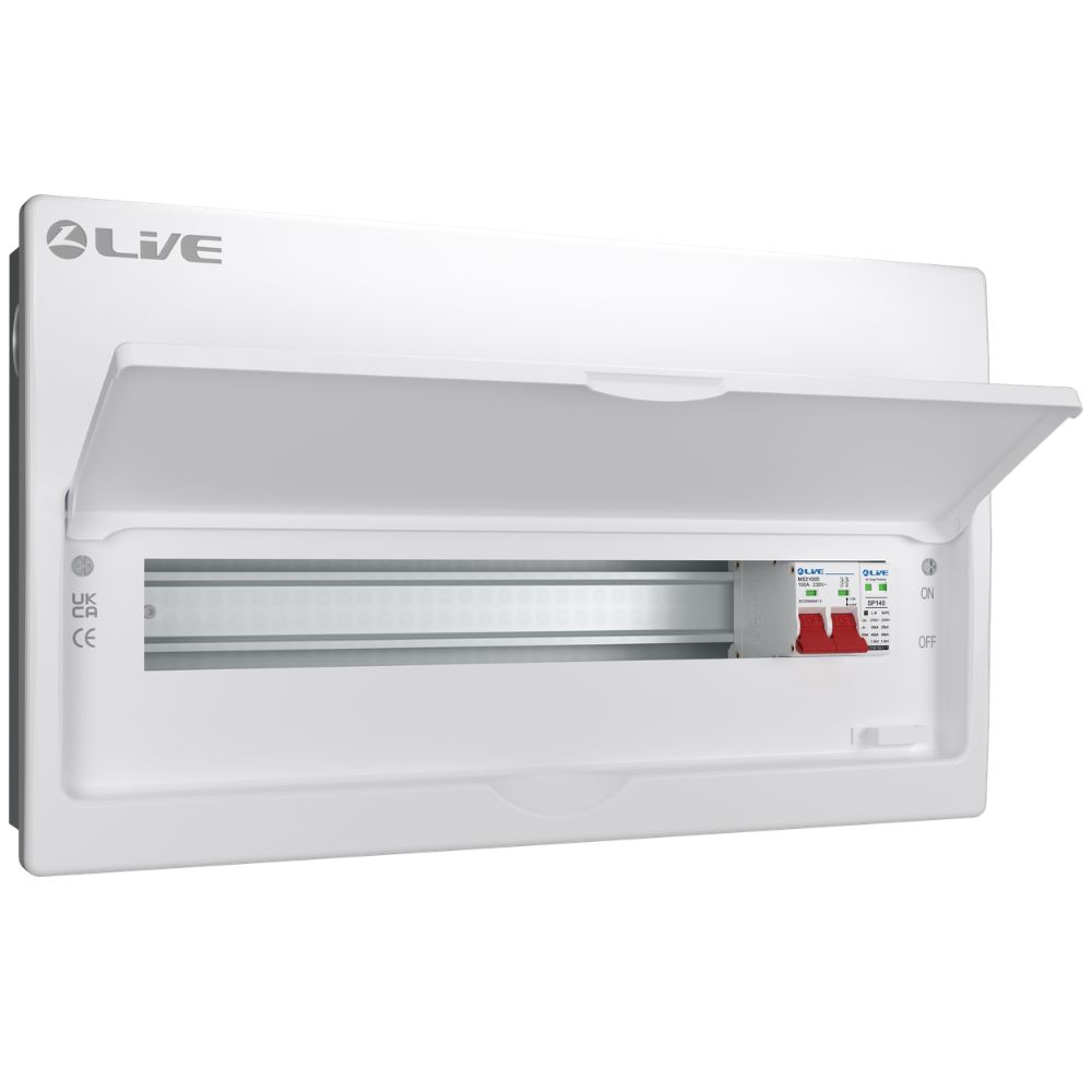 Live Electrical | FMC20S-SP | SRN | Flush Double Pole Busbar Consumer Unit | Type 2 SPD | 17 Way 1 Live Electrical FMC20S-SP SRN Flush Consumer Unit