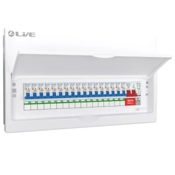 Live Electrical | FMC20SRN/100 | 17 Way Flush Metal Preconfigured Populated RCBO Consumer Unit | SPD | 17 x DP RCBOs