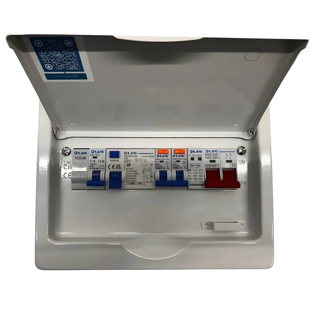 Live Electrical | LHP1040MSE-2R | Heat Pump Consumer Unit | 40A Type B HP RCD | 1 x C16 MCB 2 x C16 RCBO | SPD 1 Live Electrical Heat Pump Consumer Unit C16 RCBO