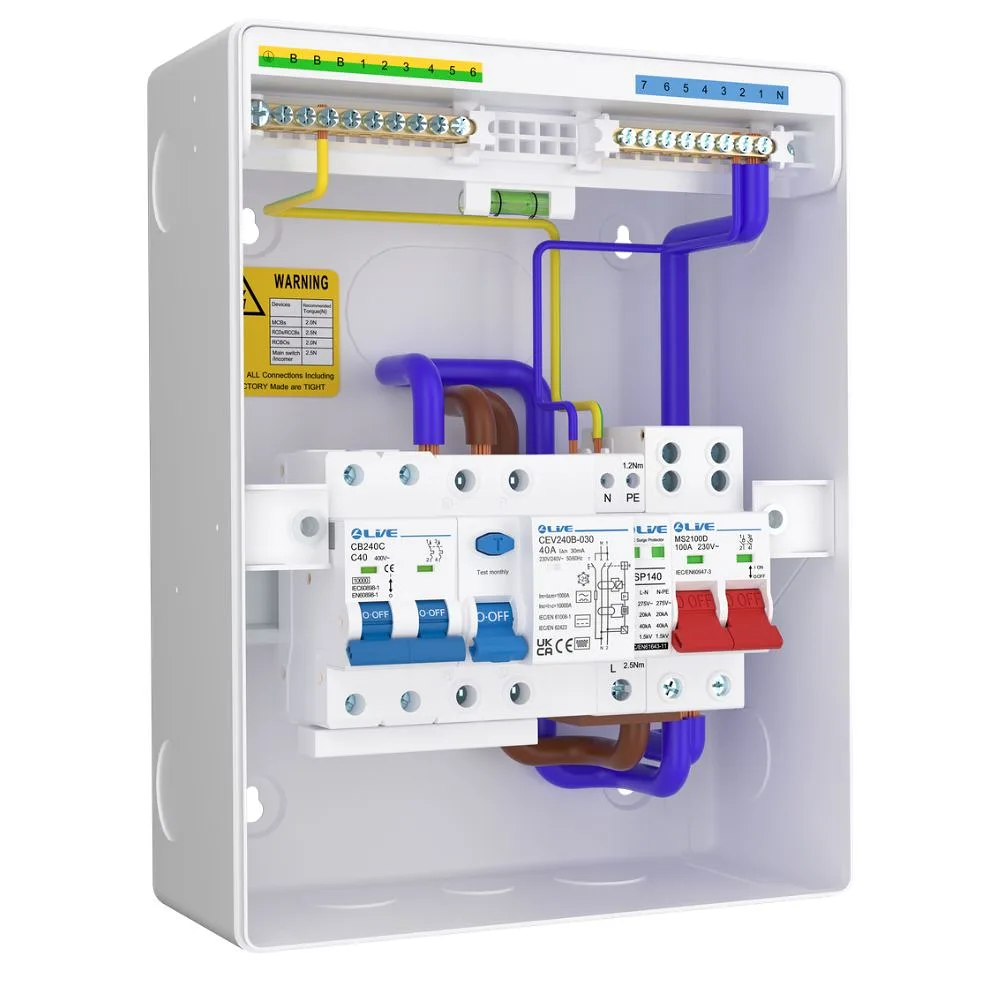 Live Electrical | LHP840MSE | Heat Pump Consumer Unit | 8 Module | 40A Type B HP RCD | 40A C Curve MCB | SPD 3 Live Electrical | LHP840MSE | Heat Pump Consumer Unit | 8 Module | 40A Type B HP RCD | 40A C Curve MCB | SPD
