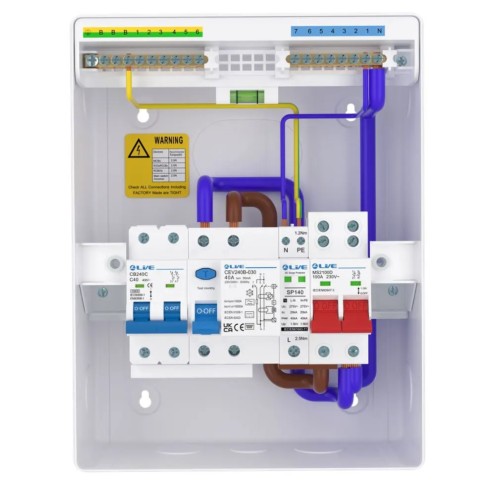Live Electrical | LHP840MSE | Heat Pump Consumer Unit | 8 Module | 40A Type B HP RCD | 40A C Curve MCB | SPD 4 Live Electrical | LHP840MSE | Heat Pump Consumer Unit | 8 Module | 40A Type B HP RCD | 40A C Curve MCB | SPD
