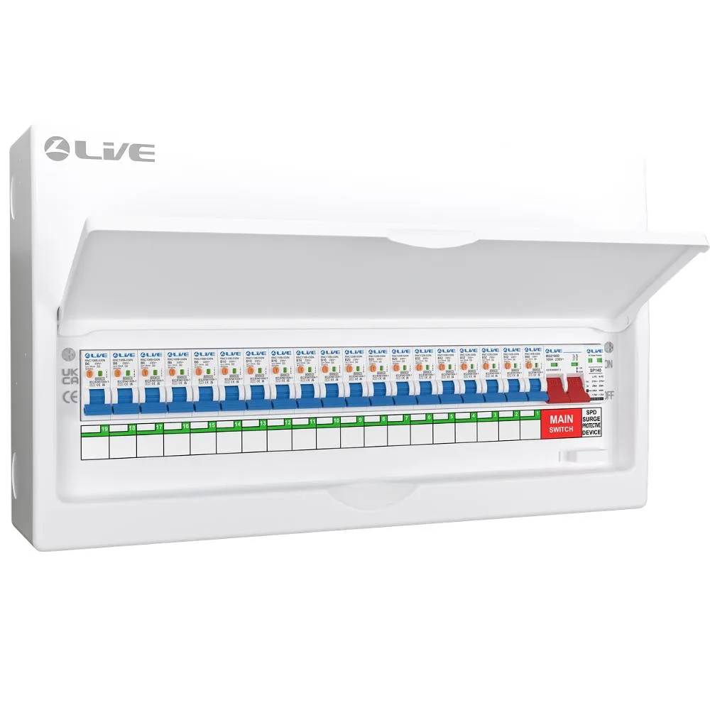 Live Electrical | LSMC22SRN/100 | 19 Way Metal Preconfigured Populated RCBO Consumer Unit | SPD | 19 x DP RCBOs 1 Live Electrical | LSMC22SRN/100 | 19 Way Metal Preconfigured Populated RCBO Consumer Unit | SPD | 19 x DP RCBOs