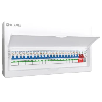 Live Electrical | LSMC24SRN/125 | 21 Way Metal Preconfigured Populated RCBO Consumer Unit | SPD | 21 x DP RCBOs