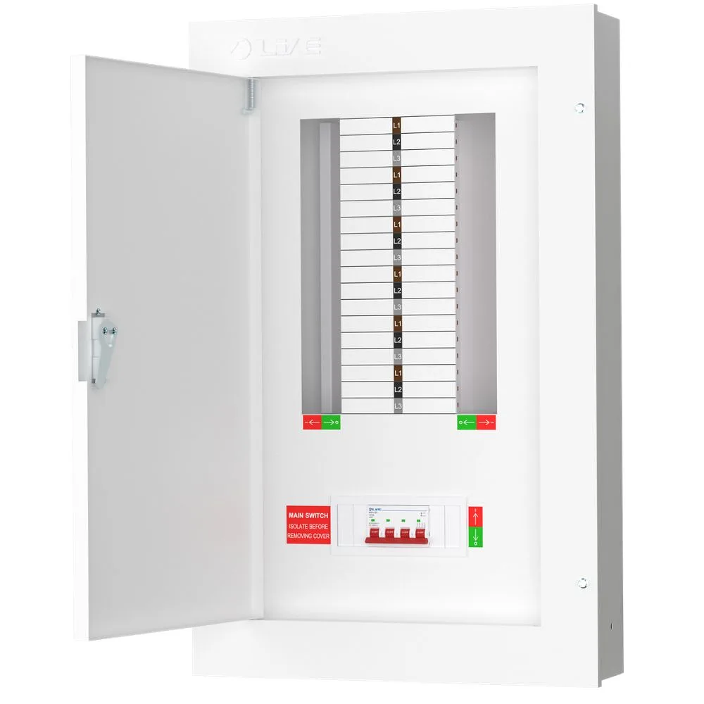 Live Electrical | TPN12-125 | 125A TP&N Distribution Board | 4P Main Switch | 12 Way 1 Live Electrical TPN12-125 125A 12 Way TPN Distribution Board