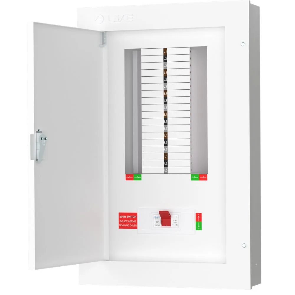 Live Electrical | TPN12-250 | 250A TP&N Distribution Board | 3P Main Switch | 12 Way 1 250A Live Electrical 12 Way TPN Distribution Board
