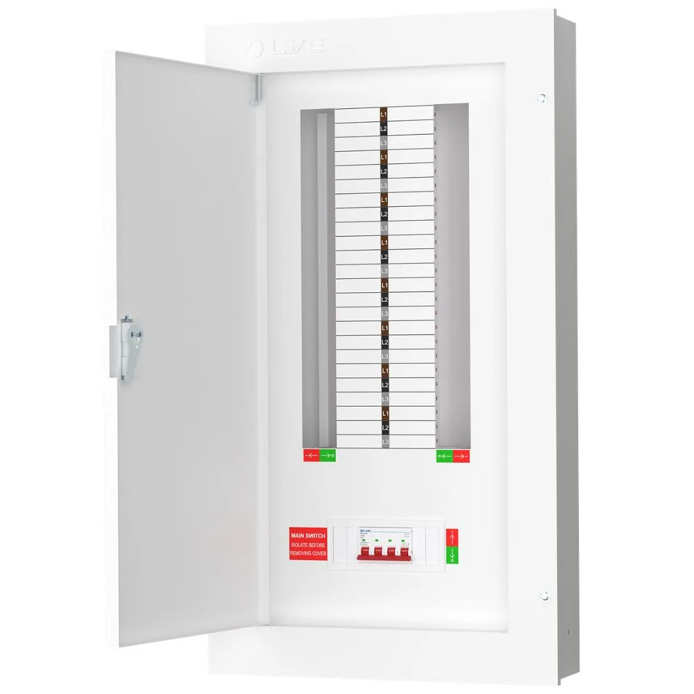Live Electrical | TPN16-125 | 125A TP&N Distribution Board | 4P Main Switch | 16 Way 1 Live Electrical TPN16-125 125A 16 Way TPN Distribution Board