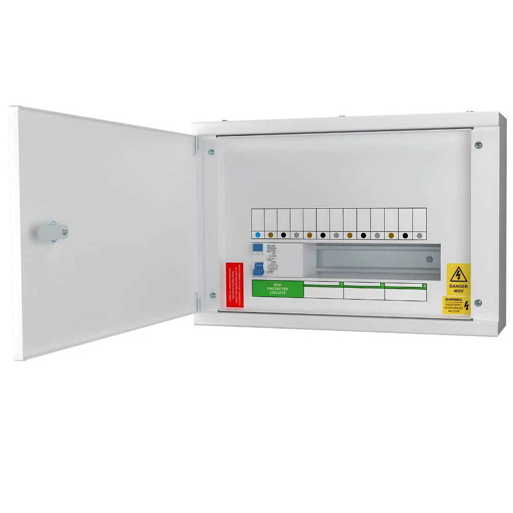 Live Electrical | TPNH03R | 3 Way Horizontal TP&N Distribution Board | 100A 4 Pole 30mA RCD Incomer 1 TPNH03R Compact TPN RCD Distribution Board