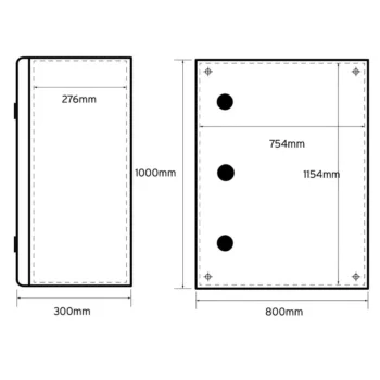 Niglon | MS1208030 | Painted Mild Steel Enclosure | IP66 | 1200mm x 800mm x 300mm