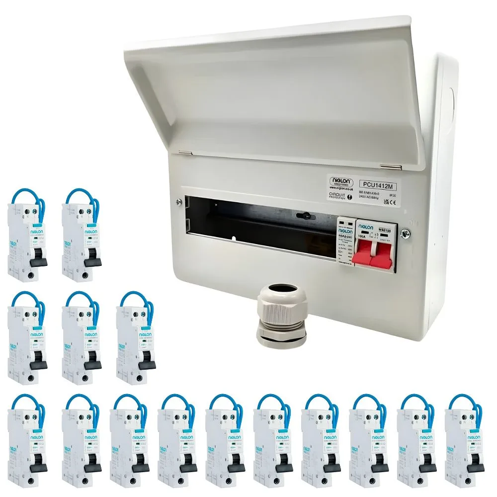 Niglon | PCU2220M | Protego | SPD Consumer Unit Kit | 19 Usable Way | 15 Bi-Directional RCBOs 1 Niglon PCU2220M SPD Consumer Unit Kit