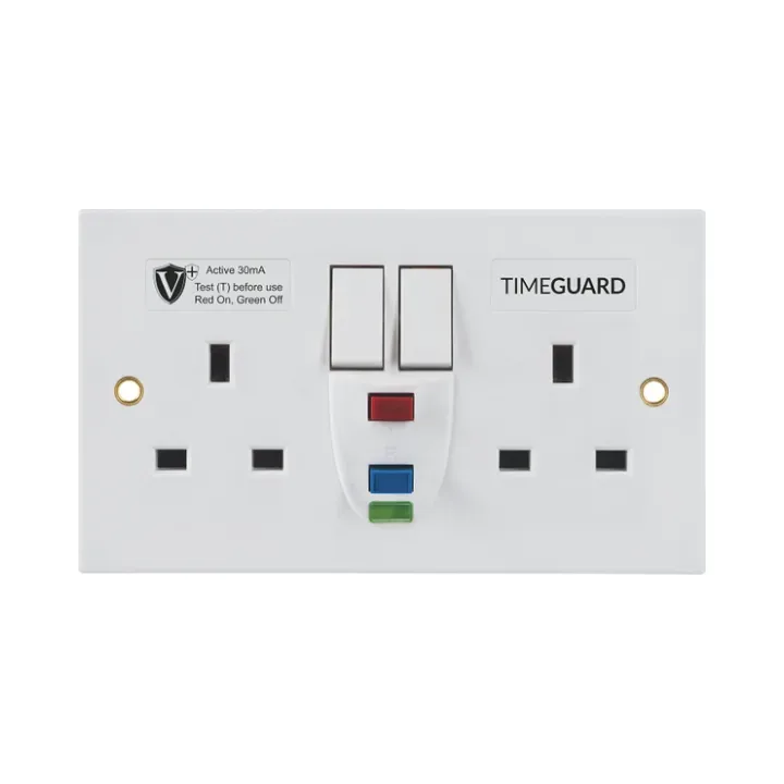 Timeguard | RCD05WAVN | Valiance+ | RCD Protected Active Double Gang Switched Socket 2 Timeguard RCD05WAVN Timeguard Valiance+ RCD Protected Active Double Gang Switched Socket - White 2