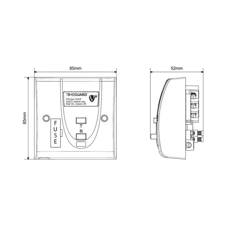 Timeguard | RCD10WPVN | Valiance+ | RCD Protected Passive Single Gang Fused Connection Unit - White 4 Timeguard RCD10WPVN Timeguard RCD10WPVN Valiance+ RCD Protected Passive Single Gang Fused Connection Unit - White 4