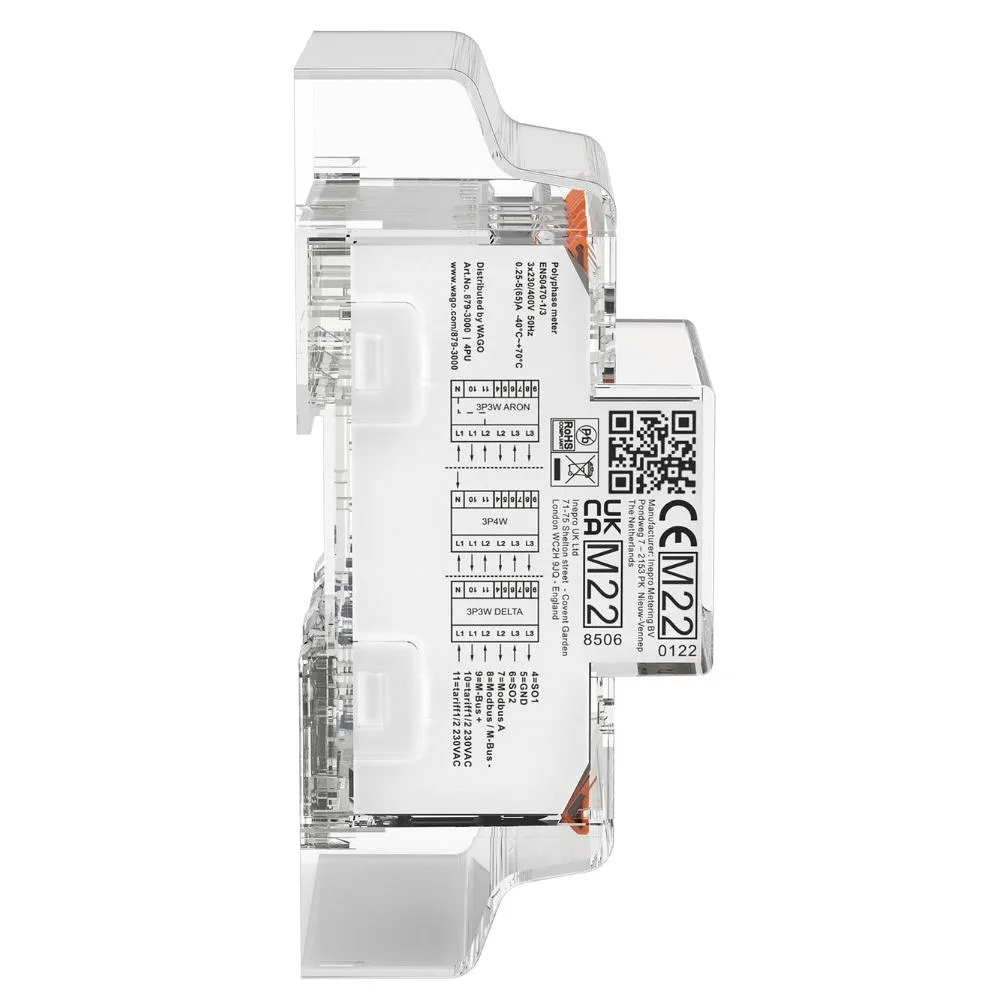 WAGO | 879-3000 | Energy Meter MID24 65A 3 Phase Direct Connection | Modbus & M-Bus 3 WAGO | 879-3000 | Energy Meter MID24 65A 3 Phase Direct Connection | Modbus & M-Bus