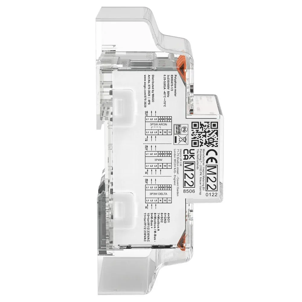 WAGO | 879-3020 | Energy Meter MID 65A 3 Phase Direct Connection | Modbus & M-Bus 3 WAGO 879-3020 Energy Meter
