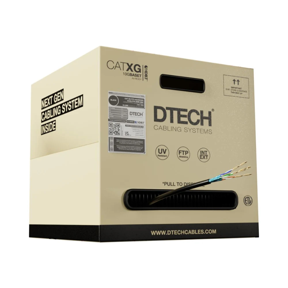 DTech | AV-Ready CAT6 Cable | XG F/UTP 500MHz | Internal/External | LSZH | 305m | Black 1 DTech CAT XG F/UTP 500MHz Internal/External LSZH