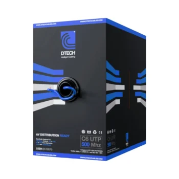 DTech | AV-Ready CAT6 Cable | 8 Core Solid Copper U/UTP 500MHz | Unscreened LSZH | 305m | Blue