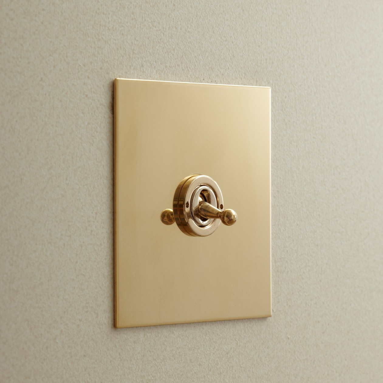 Forbes & Lomax 1GIN/U 1 Gang Intermediate Dolly Switch - Unlacquered Brass Plate Image