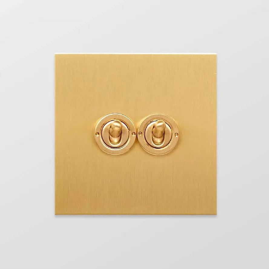 Forbes & Lomax 2GIN/QBB 2 Gang Intermediate Dolly Switch - Brushed Brass Plate Image