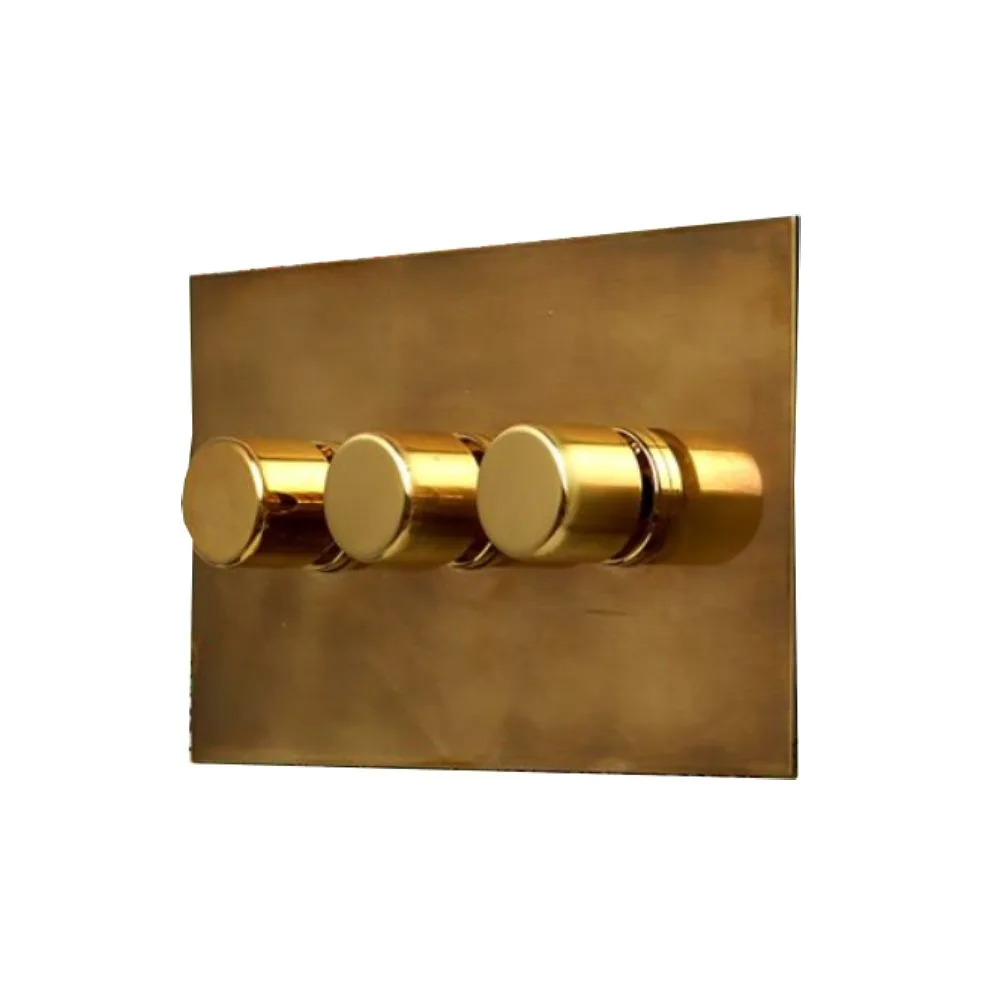 Forbes & Lomax 3GTE250/OLB 3 Gang Rotary Dimmer - Aged Brass Plate 1 Forbes & Lomax 3GTE250/OLB 3 Gang Rotary Dimmer - Aged Brass Plate