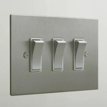 Forbes & Lomax R3GRETM/SS 3 Gang Retractive Switch With Metal Rocker - Stainless Steel Plate