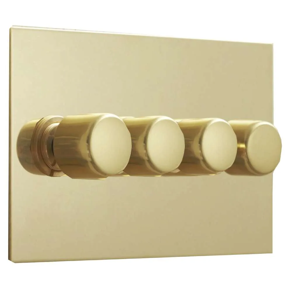 Forbes & Lomax | X4GTE250/U | 4 Gang Rotary Dimmer | Unlacquered Brass 1 Forbes & Lomax X4GTE250/U 4 Gang Rotary Dimmer - Unlacquered Brass