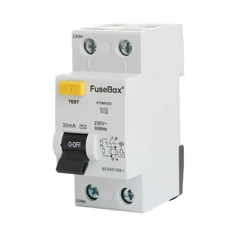 FuseBox | RTA100302 | 2 Pole Type A RCD | 30mA | 100A 1 FuseBox 100A 30mA 2 Pole Type A RCD