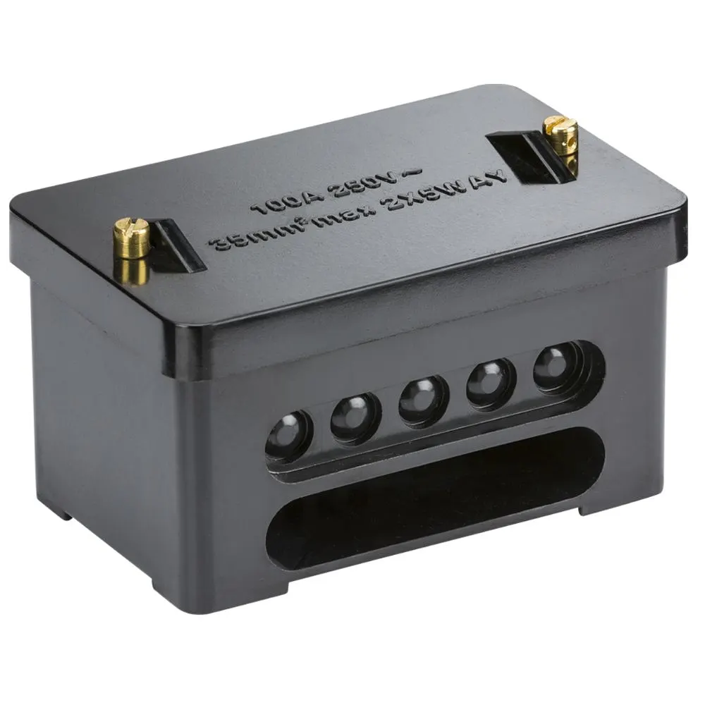 Knightsbridge | SNEB2 | 100A 2 x 5-Way Double Pole Service Connector Block | Black 1 Knightsbridge SNEB2 Service Connector Block