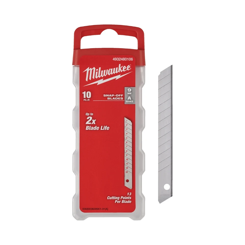 Milwaukee 4932480106 9mm Silver Snap Blade - Pack of 10 1 Milwaukee 4932480106 9mm Silver Snap Blade - Pack of 10