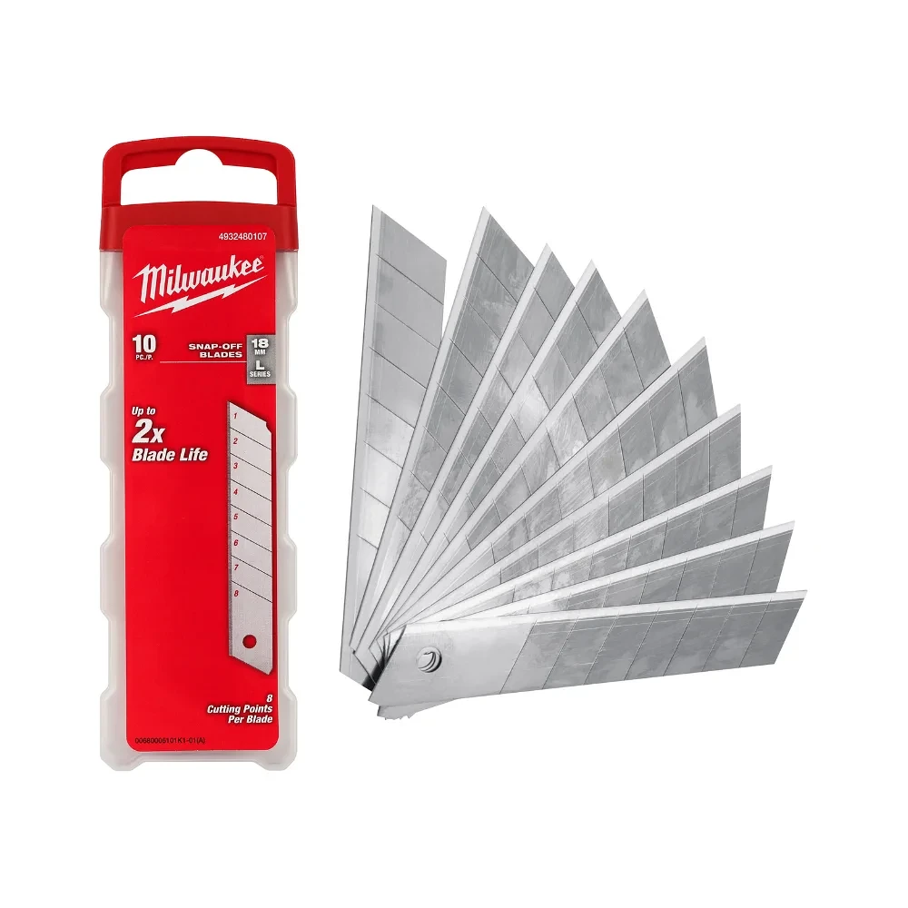 Milwaukee 4932480107 18mm Silver Snap Blade - Pack of 10 1 Milwaukee 4932480107 18mm Silver Snap Blade - Pack of 10