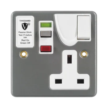Timeguard | RCD04MPVN | Valiance+ | RCD Passive | 1 Gang Metal Switched Socket 2