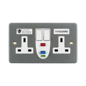 Timeguard | RCD07MAVN | RCD Active | 2 Gang Metal Switched Socket 2