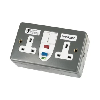 Timeguard | RCD07MAVN | RCD Active | 2 Gang Metal Switched Socket