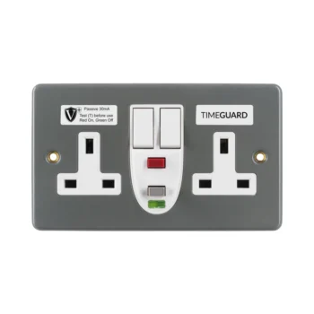 Timeguard | RCD08MPVN | RCD Passive | 2 Gang Metal Switched Socket 2